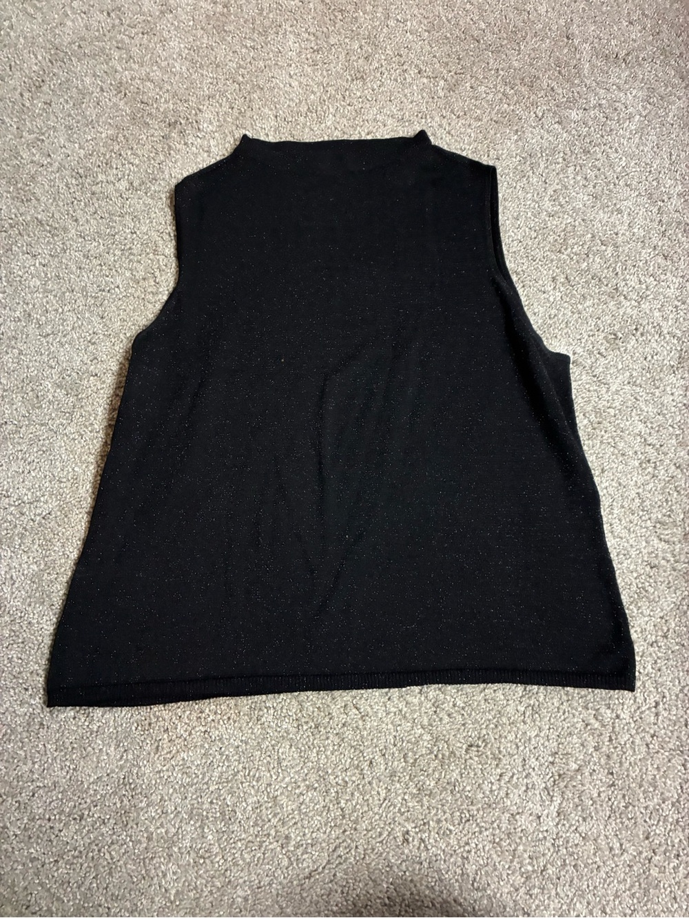 Willi Smith Black Sleeveless Sparkle Knit Tank